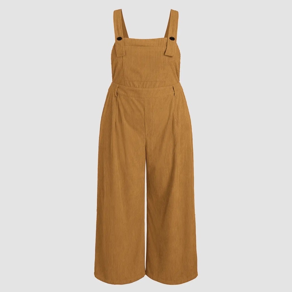 CIDER MUSTARD YELLOW CORDUROY POCKET JUMPSUIT SIZE SMALL